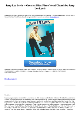 Greatest Hits: Piano/Vocal/Chords by Jerry Lee Lewis