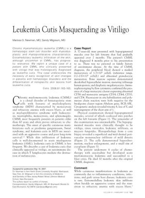 Leukemia Cutis Masquerading As Vitiligo