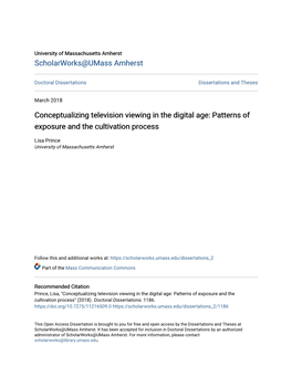 Conceptualizing Television Viewing in the Digital Age: Patterns of Exposure and the Cultivation Process