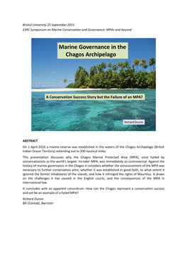 Richard Dunne: Marine Governance in the Chagos Archipelago