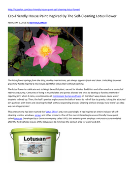 Eco-Friendly House Paint Inspired by the Self-Cleaning Lotus Flower