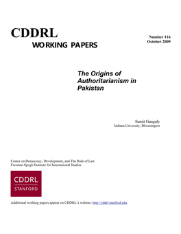 The Structural Origins of Authoritarianism in Pakistan
