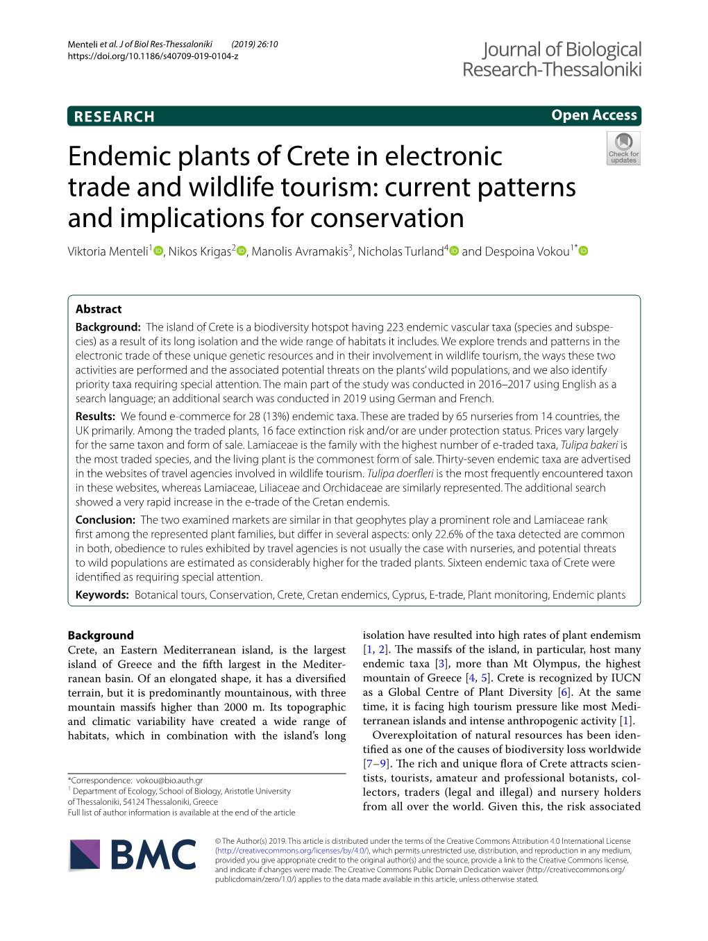 Endemic Plants of Crete in Electronic Trade and Wildlife Tourism: Current