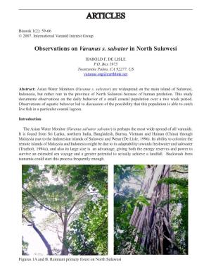 Observations on Varanus S. Salvator in North Sulawesi