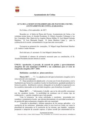 Acta De La Sesion Extraordinaria De Pleno Del Excmo
