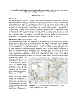 Irrigation History in the Rathdrum Prairie and Spokane Valley; Thirty Years of Developing Water Delivery and Fifty Years of System Rehabilitations