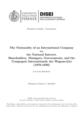 The Nationality of an International Company Vs. the National Interest