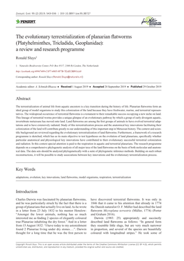 The Evolutionary Terrestrialization of Planarian Flatworms