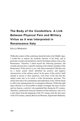 The Body of the Condottiero. a Link Between Physical Pain and Military Virtue As It Was Interpreted in Renaissance Italy