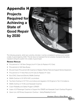 Appendix H Projects Required for Achieving a State of Good Repair by 2030