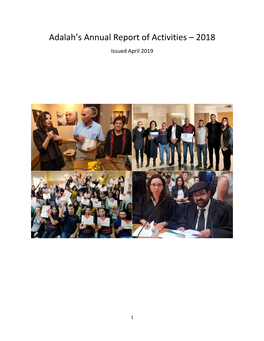 Adalah's Annual Report of Activities – 2018