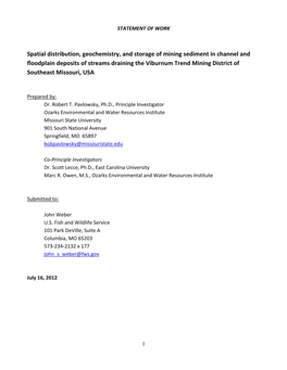 Spatial Distribution, Geochemistry, and Storage of Mining Sediment In