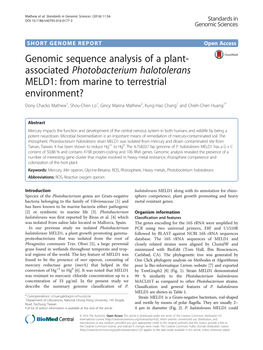 Genomic Sequence Analysis of a Plant