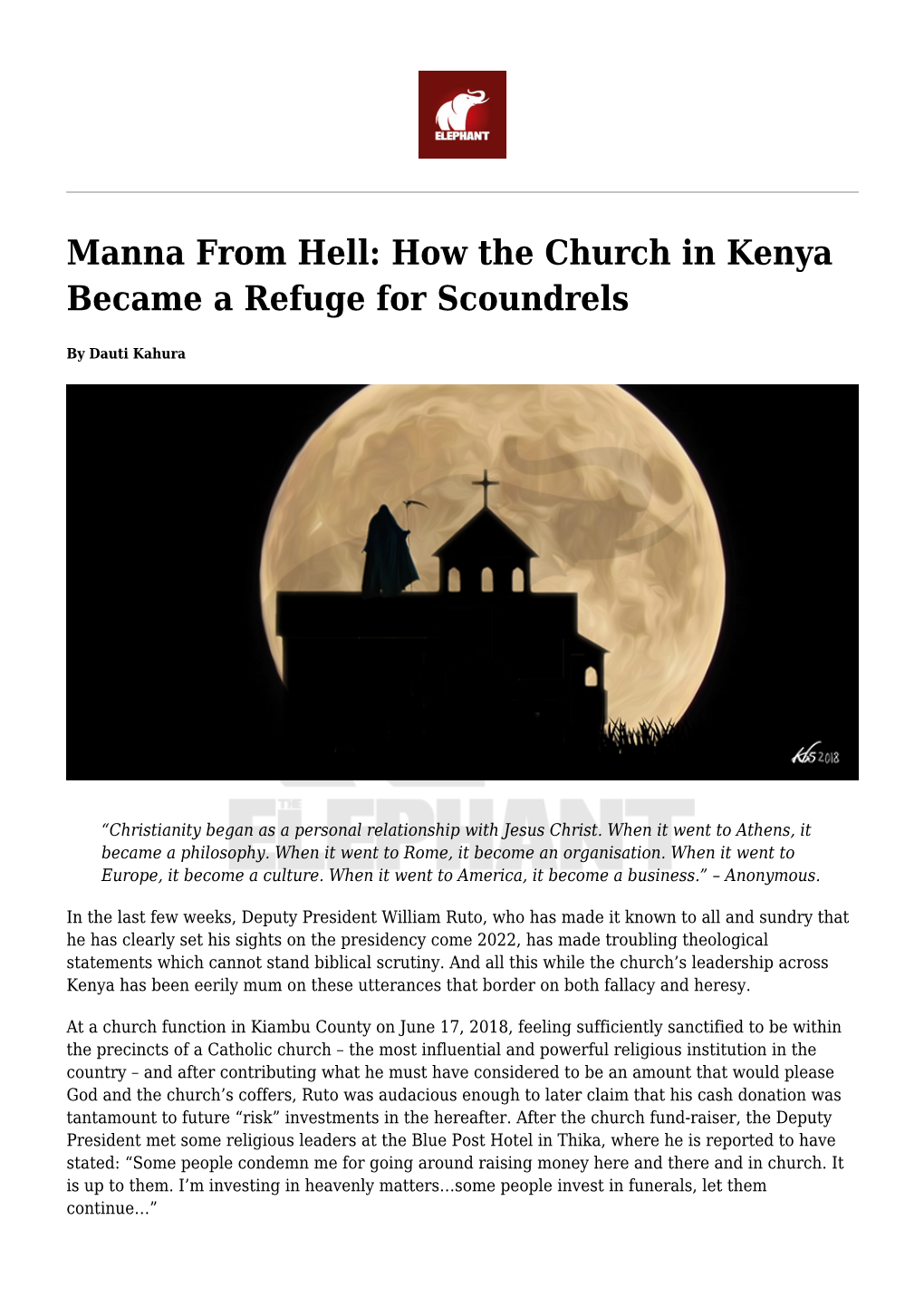 Manna from Hell: How the Church in Kenya Became a Refuge for Scoundrels