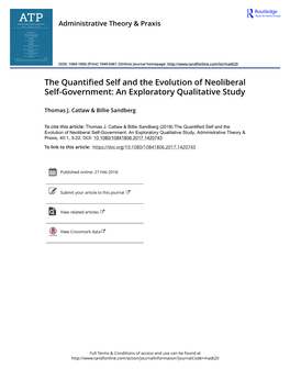 The Quantified Self and the Evolution of Neoliberal Self-Government: an Exploratory Qualitative Study