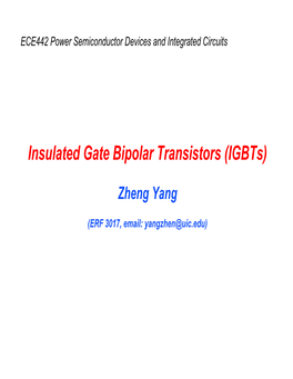 Insulated Gate Bipolar Transistors (Igbts)