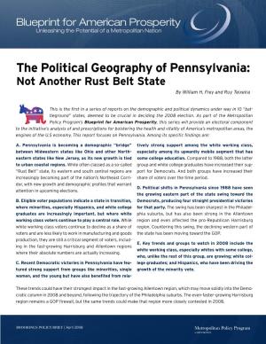 The Political Geography of Pennsylvania: Not Another Rust Belt State by William H