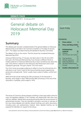 General Debate on Holocaust Memorial Day 2019 3