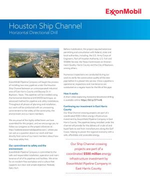 Houston Ship Channel Horizontal Directional Drilling Fact Sheet