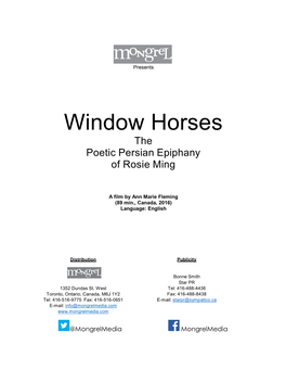 Window Horses the Poetic Persian Epiphany of Rosie Ming