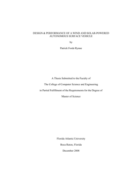 Design & Performance of a Wind and Solar-Powered Autonomous Surface Vehicle