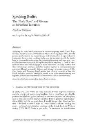 Black Novel’ and Women As Borderland Identities Nicoletta Vallorani Doi