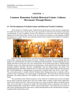 Common Romanian-Turkish Historical Cuisine. Culinary Movements Through History