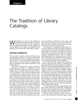 The Tradition of Library Catalogs