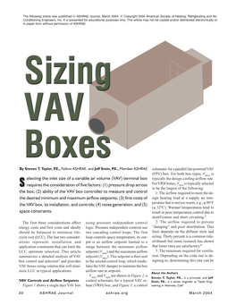 Electing the Inlet Size of a Variable Air Volume (VAV) Terminal Box Requires