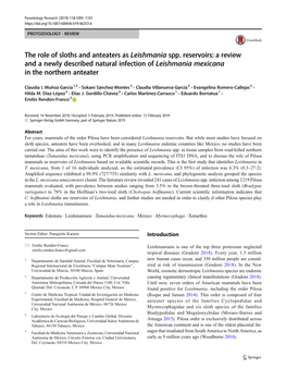 The Role of Sloths and Anteaters As Leishmania Spp. Reservoirs: a Review and a Newly Described Natural Infection of Leishmania Mexicana in the Northern Anteater