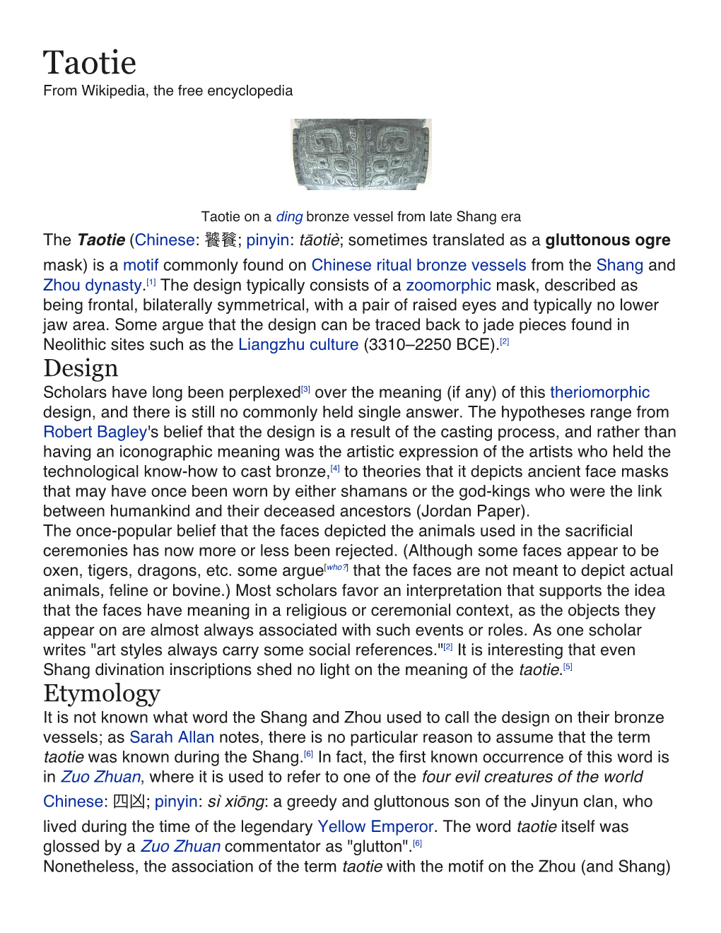 Taotie from Wikipedia, the Free Encyclopedia