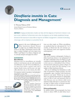 Dirofilaria Immitis in Cats: Diagnosis and Management*