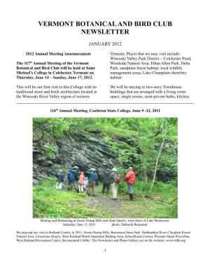 Vermont Botanical and Bird Club Newsletter
