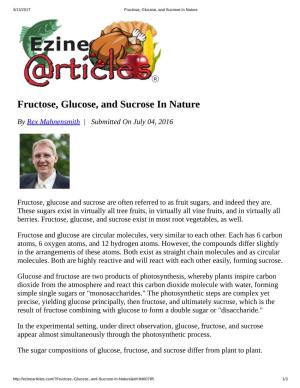 Fructose, Glucose, and Sucrose in Nature