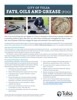 Fats, Oils and Grease (Fog)