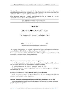 The Antique Firearms Regulations 2020