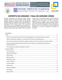 EXPERTS on UKRAINE • Faqs on UKRAINE CRISIS