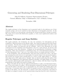 Generating and Rendering Four-Dimensional Polytopes
