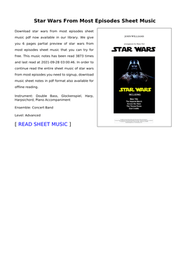 Star Wars from Most Episodes Sheet Music