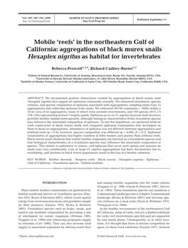 Mobile 'Reefs' in the Northeastern Gulf of California: Aggregations of Black Murex Snails Hexaplex Nigritus As Habitat for Invertebrates