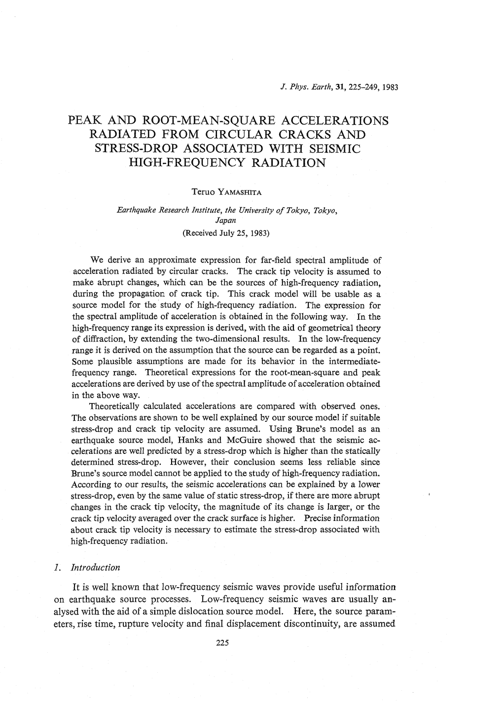 Peak and Root-Mean-Square Accelerations Radiated from Circular Cracks and Stress-Drop Associated with Seismic High-Frequency Radiation