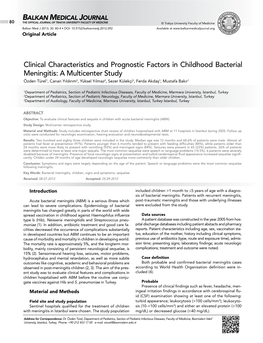 Clinical Characteristics and Prognostic Factors in Childhood