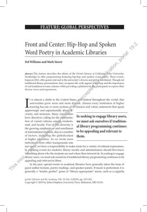 Hip-Hop and Spoken Word Poetry in Academic Libraries 19.2