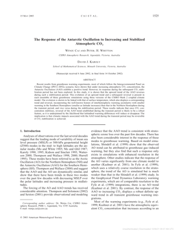 The Response of the Antarctic Oscillation to Increasing and Stabilized