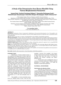 A Study of Sex Determination from Human Mandible Using Various Morphometrical Parameters