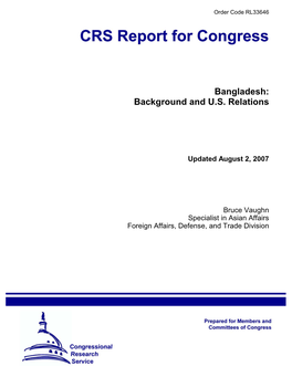 Bangladesh: Background and U.S. Relations