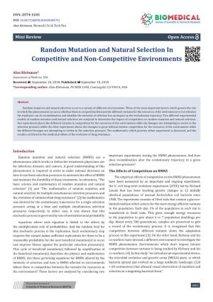 Random Mutation and Natural Selection in Competitive and Non-Competitive Environments