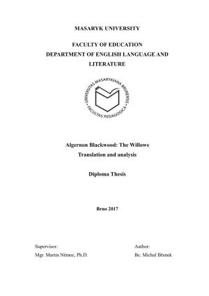 Algernon Blackwood: the Willows Translation and Analysis