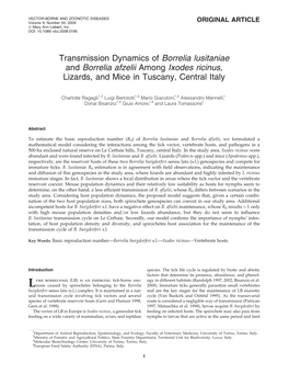 Transmission Dynamics of Borrelia Lusitaniae and Borrelia Afzelii Among Ixodes Ricinus, Lizards, and Mice in Tuscany, Central Italy