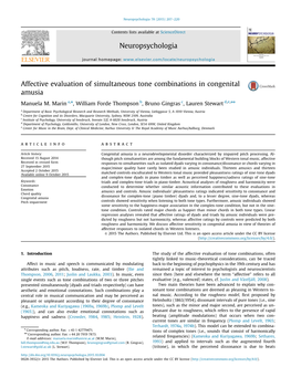 Affective Evaluation of Simultaneous Tone Combinations in Congenital Amusia